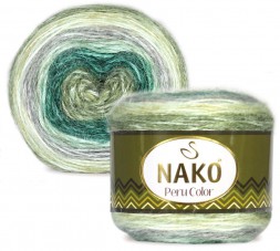 Пряжа Nako PERU COLOR 32418 т.изумруд/защитный